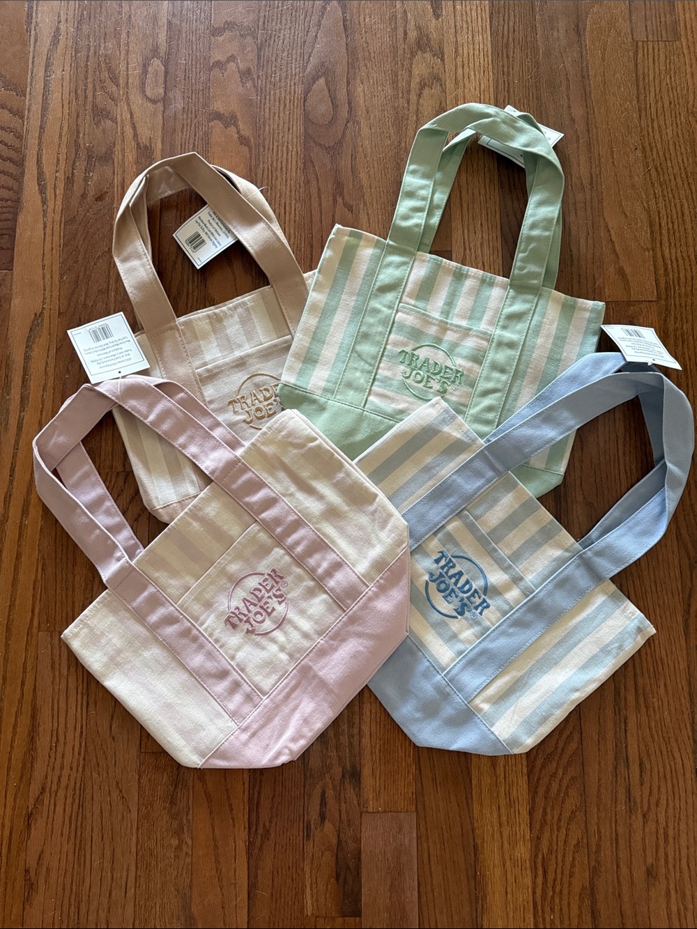 Trader Joe's Pastel Stripe Canvas Tote - BUNDLE